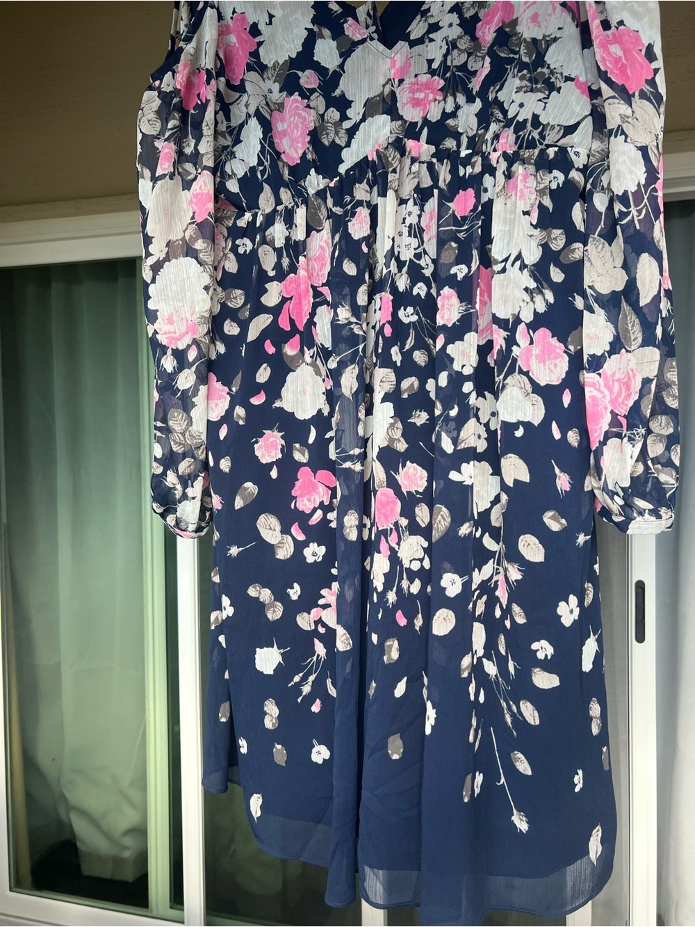 INC International Concepts Floral Chiffon Cold Shoulder Mini Dress Size 10